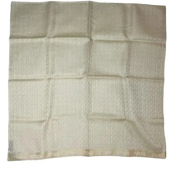 EUC Fendi beige  Zucchino FF Logo Printed Scarf - Picture 5 of 9